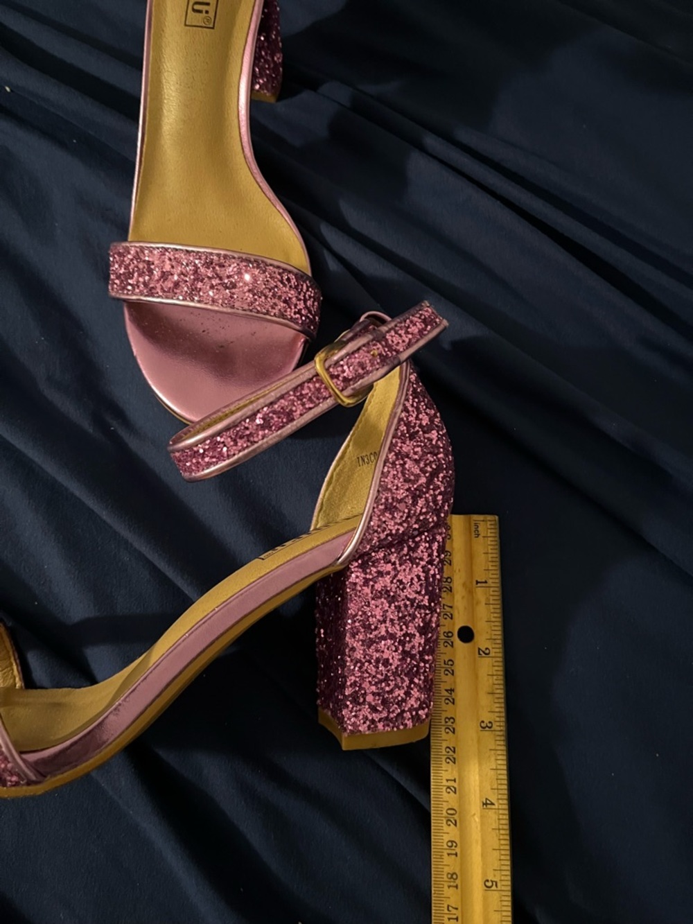 Purple Glitter Ankle-Strap block heels - Picture 3 of 3